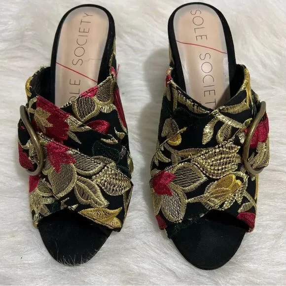 Sole Society Embroidered Bold Floral Design Mule -- 7 - Picture 2 of 10